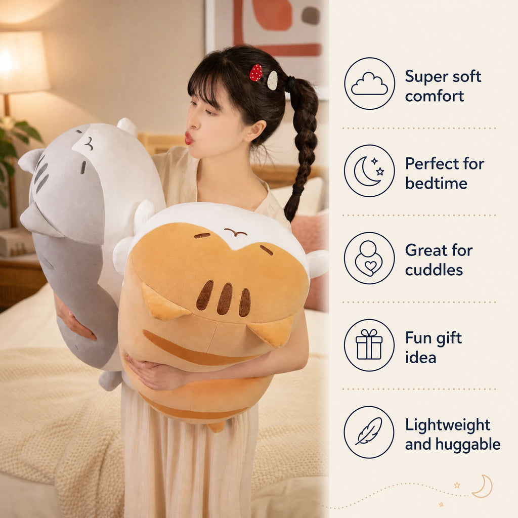 Chubby Cat Plush in Mochi Style with Soft Cotton Fill - Bénéfices produit