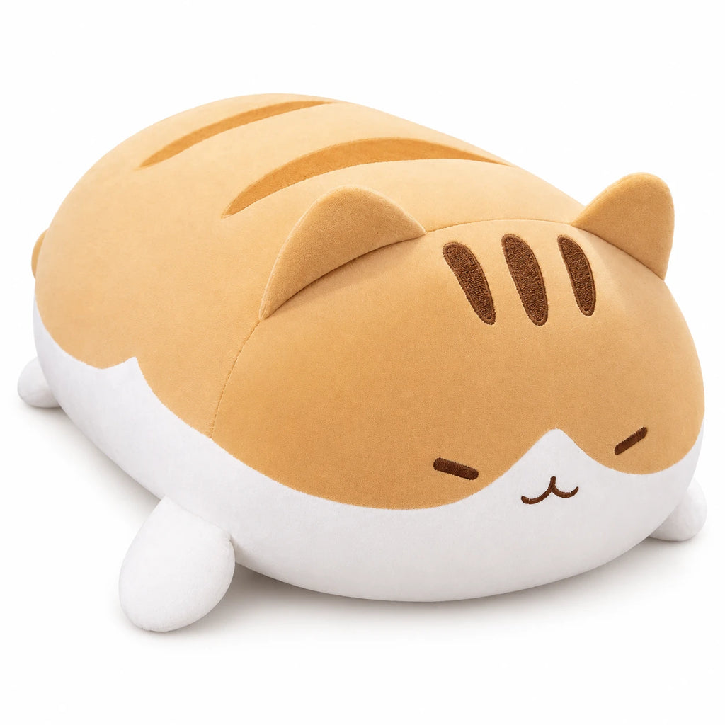 Chubby Cat Plush in Mochi Style with Soft Cotton Fill - Brown / 20in / 50cm · Brown / 16in / 40cm