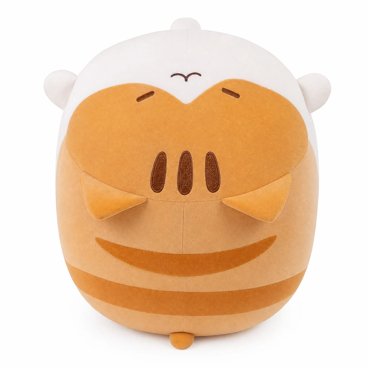 Chubby Cat Plush in Mochi Style with Soft Cotton Fill - Fond blanc