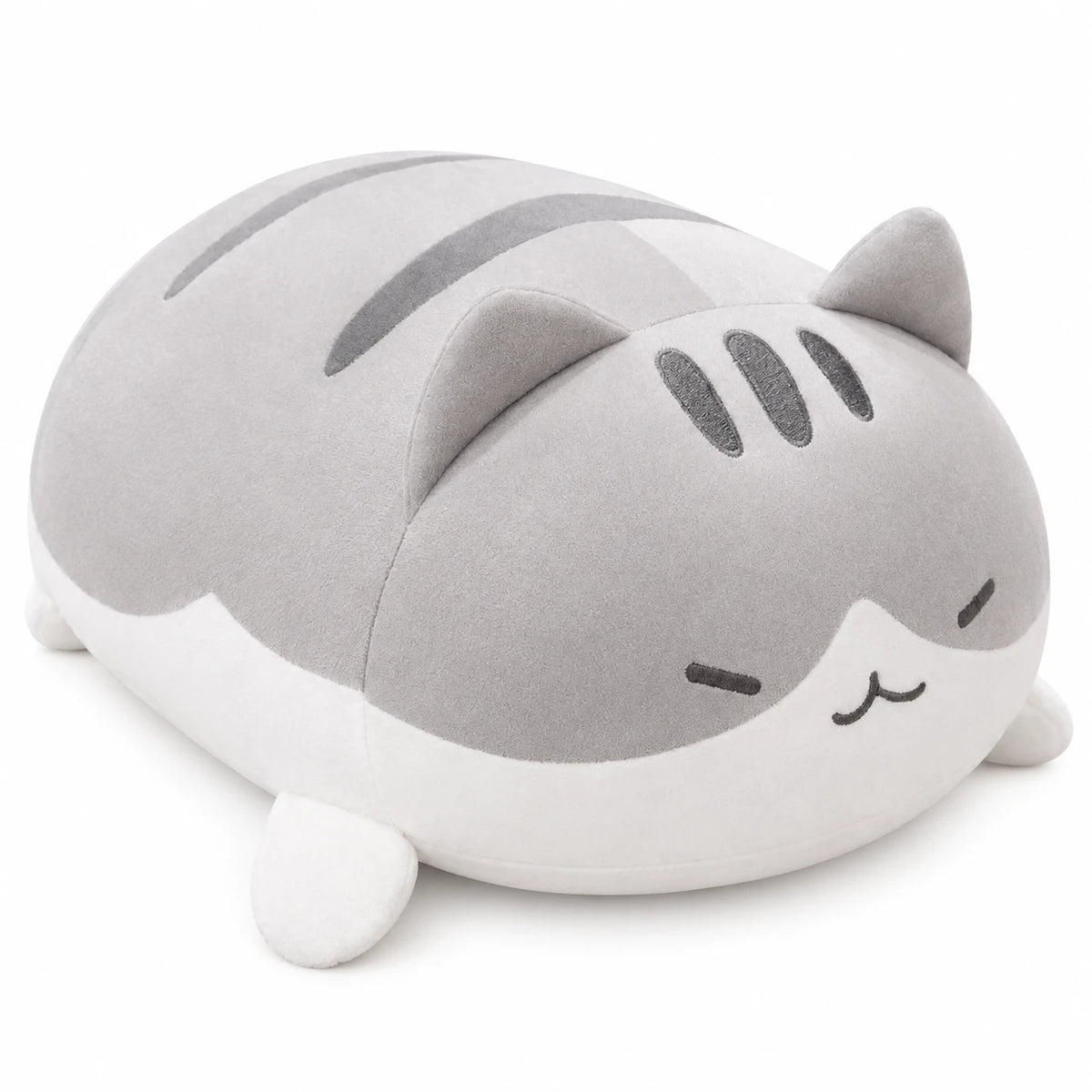 Chubby Cat Plush in Mochi Style with Soft Cotton Fill - Grey / 20in / 50cm · Grey / 16in / 40cm