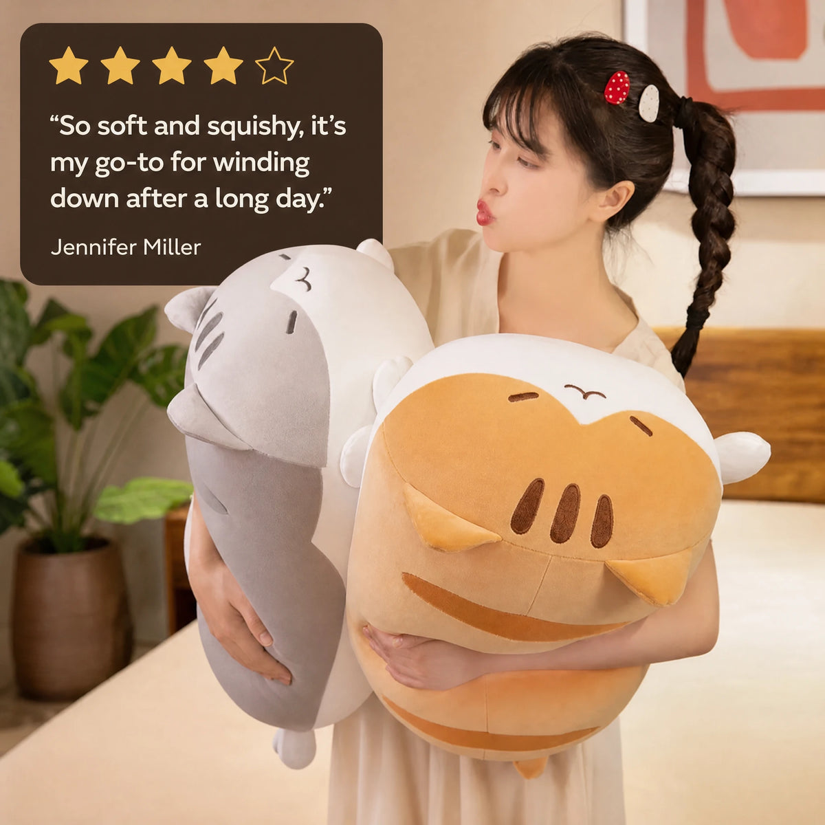 Chubby Cat Plush in Mochi Style with Soft Cotton Fill - Image témoignage