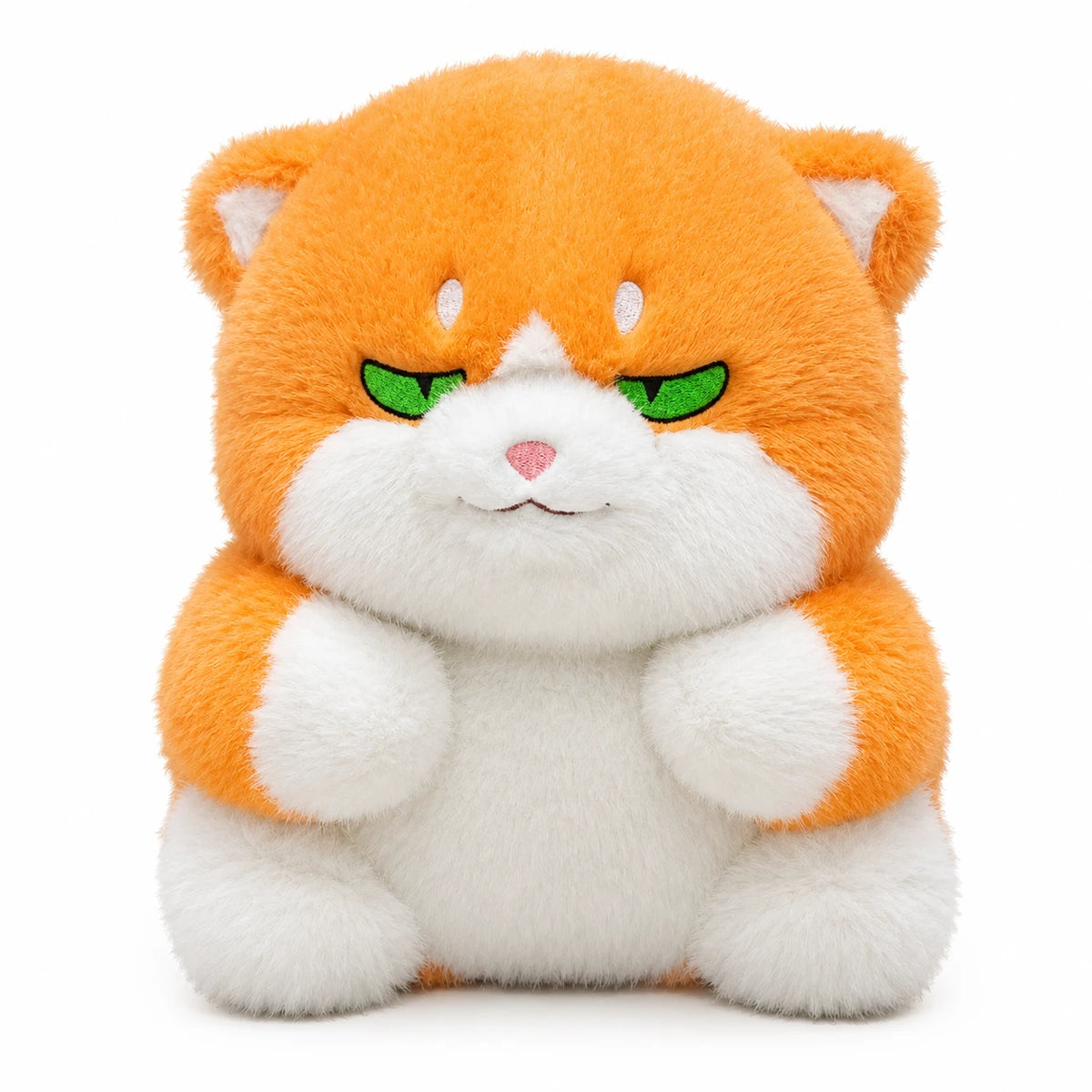 Chubby Cat Plush with Expressive Eyes in Gray or Ginger - Orange
