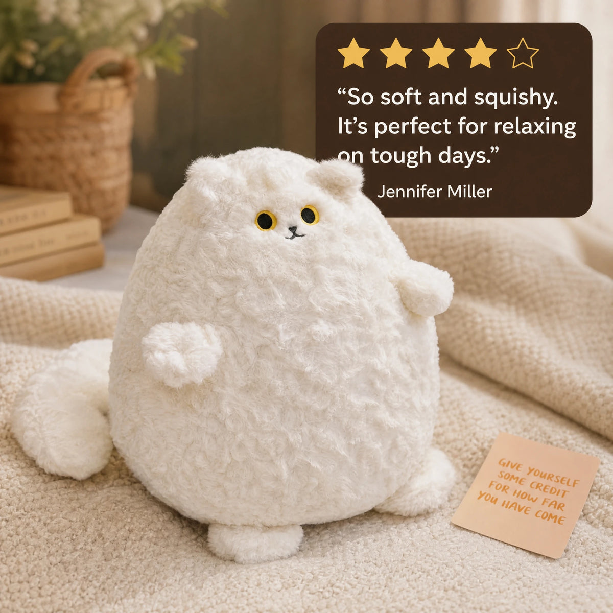Chubby Cat Plush with Round Belly and Wide Eyes - Image témoignage