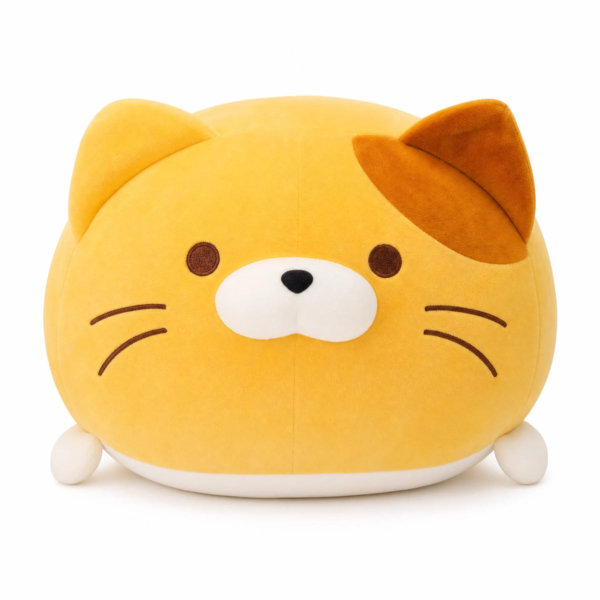 Chubby Cat Plush with Round Shape and Sweet Expression - Fond blanc