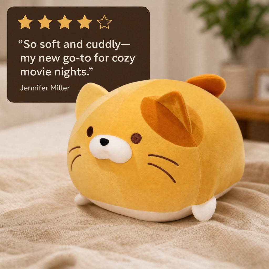 Chubby Cat Plush with Round Shape and Sweet Expression - Image témoignage