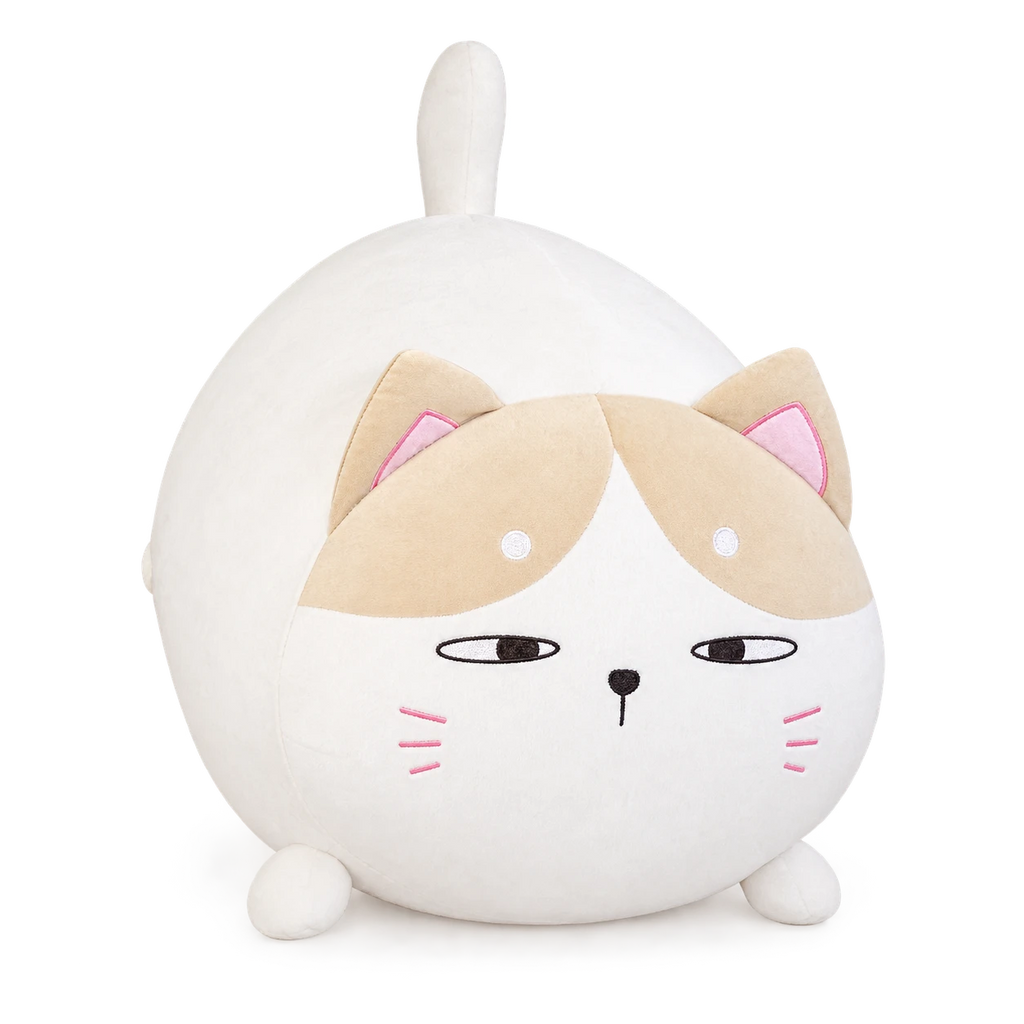 Chubby Cat Plush with Soft Round Shape and Embroidered Face - White (Martha) / 12in / 30cm … (3 tailles)