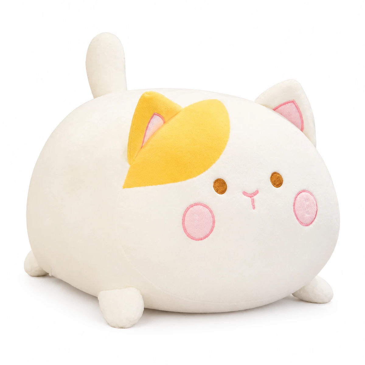 Chubby Cat Plush with Soft Round Shape and Embroidered Face - Yellow (Tabby) / 12in / 30cm … (3 tailles)