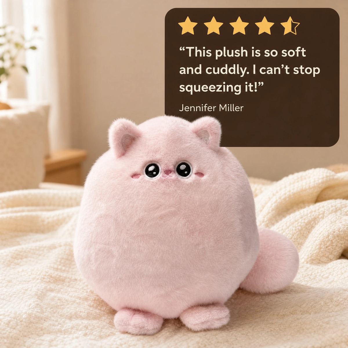 Chubby Cat Plush with Wings and Rounded Body - Image témoignage