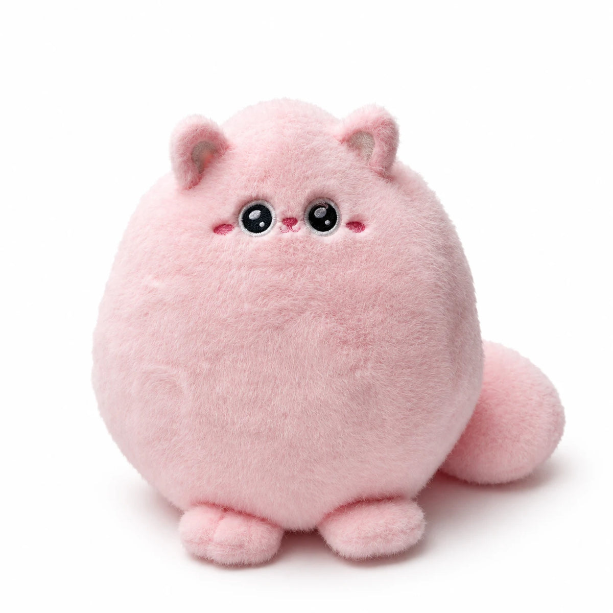Chubby Cat Plush with Wings and Rounded Body - Pink