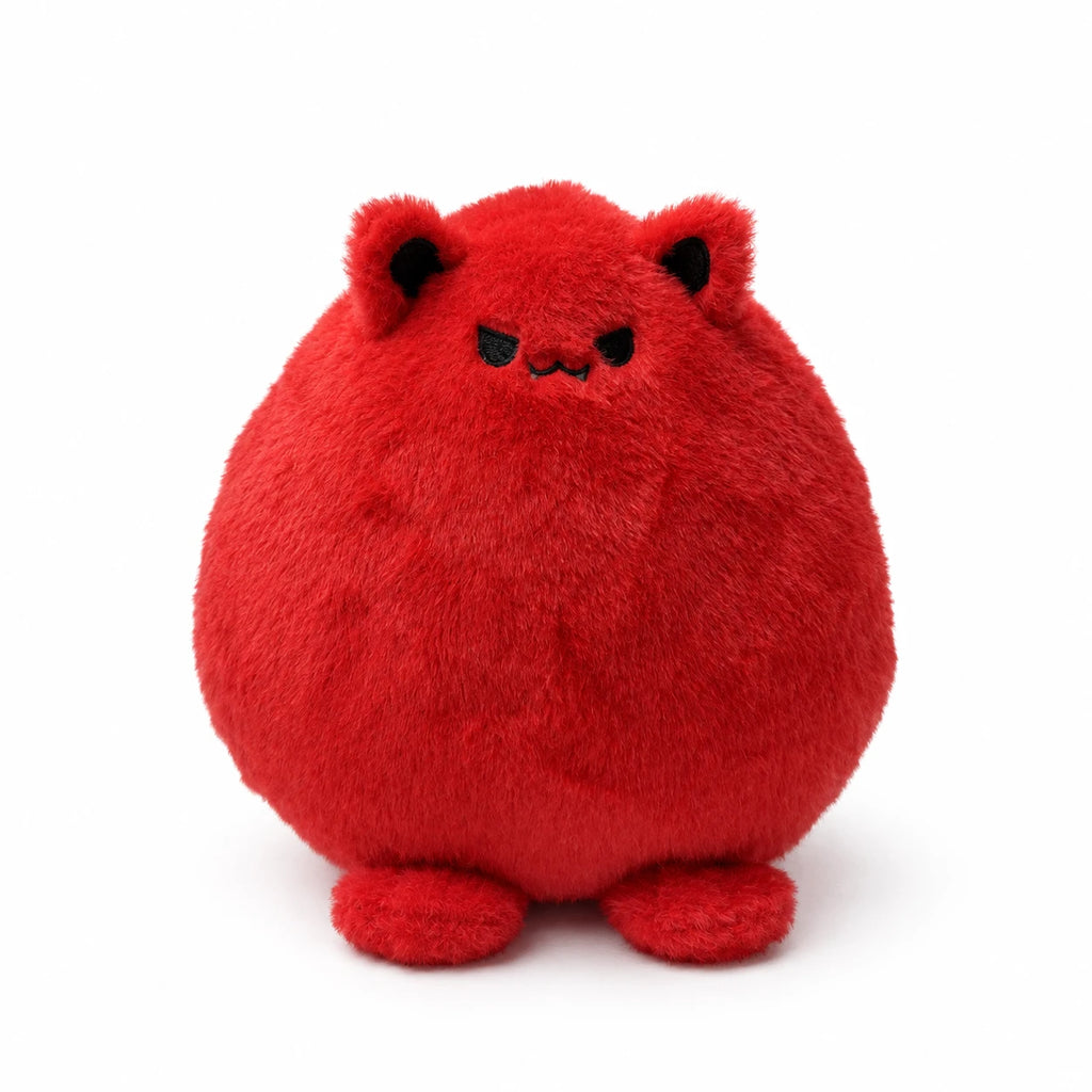Chubby Cat Plush with Wings and Rounded Body - Red
