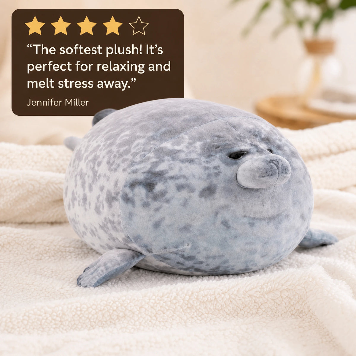 Chubby Seal Plush with Realistic Spotted Pattern - Image témoignage
