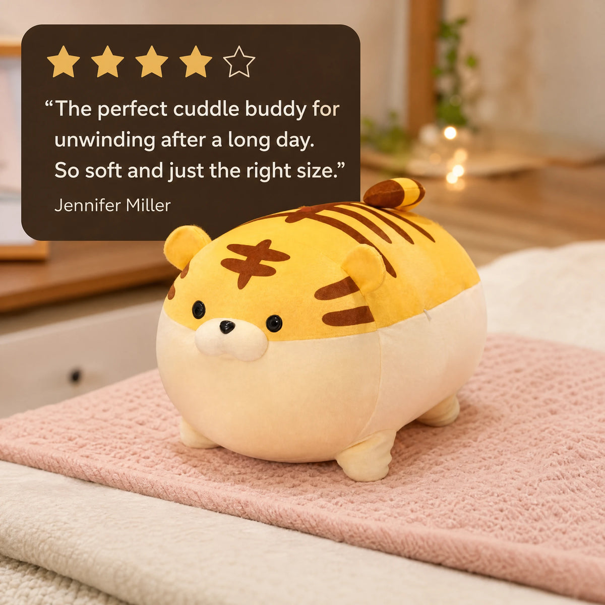 Chubby Tiger Plush with Striped Pattern and Soft Fill - Image témoignage