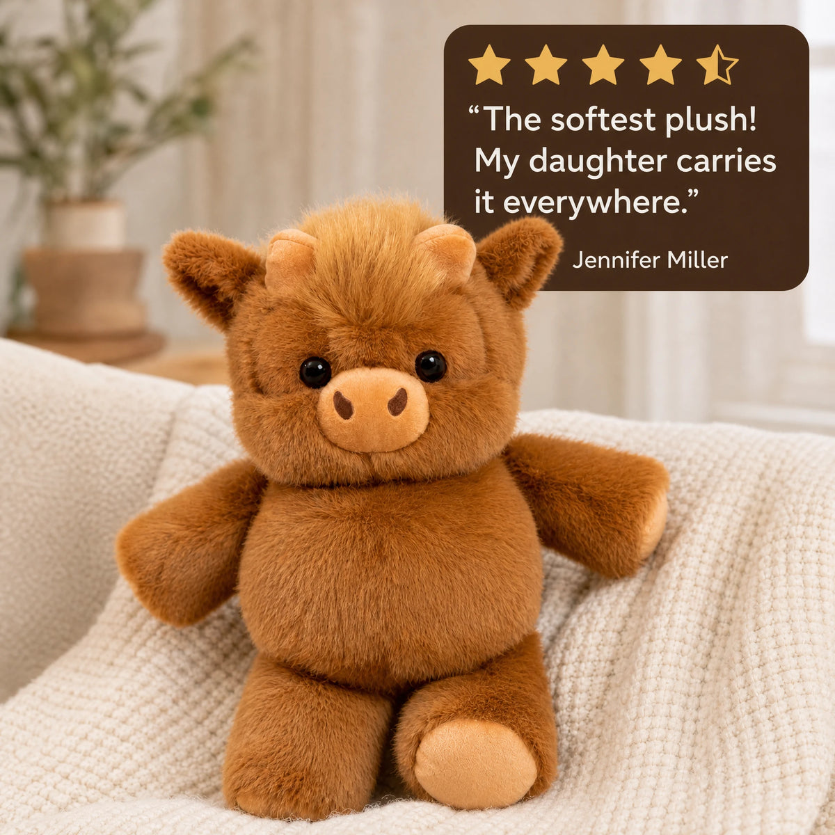 Clover the Highland Cow – Oversized Cuddle Plush - Image témoignage