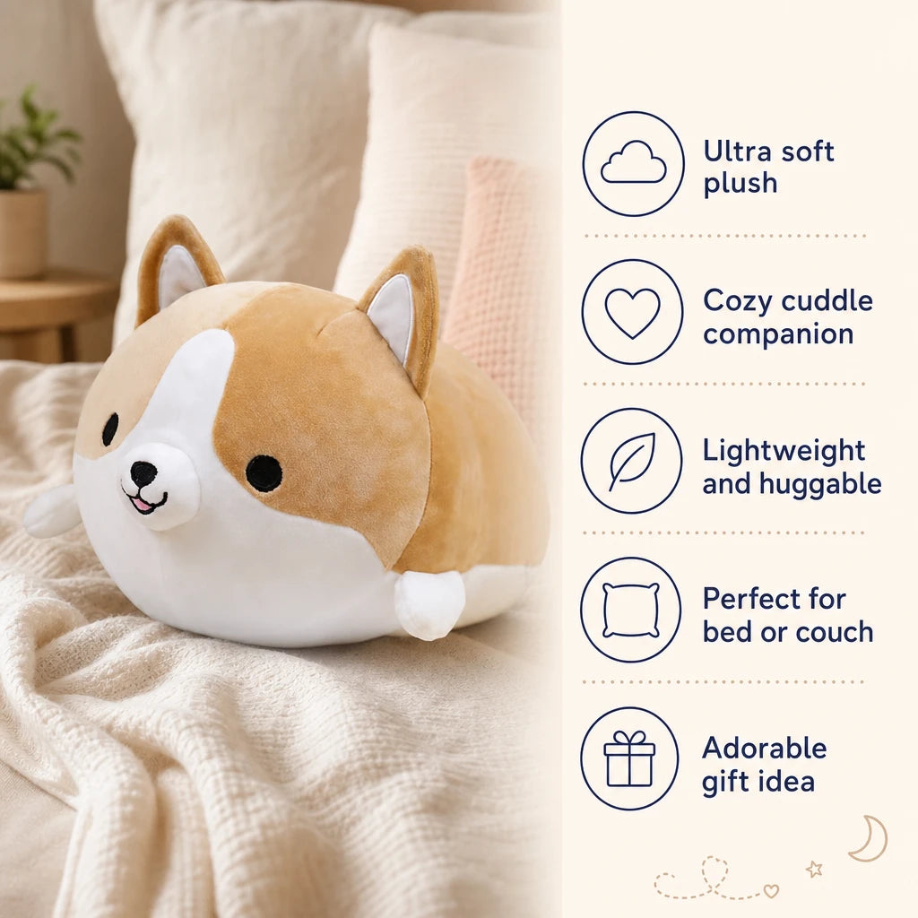 Corgi Plush with Soft Body and Embroidered Details - Bénéfices produit