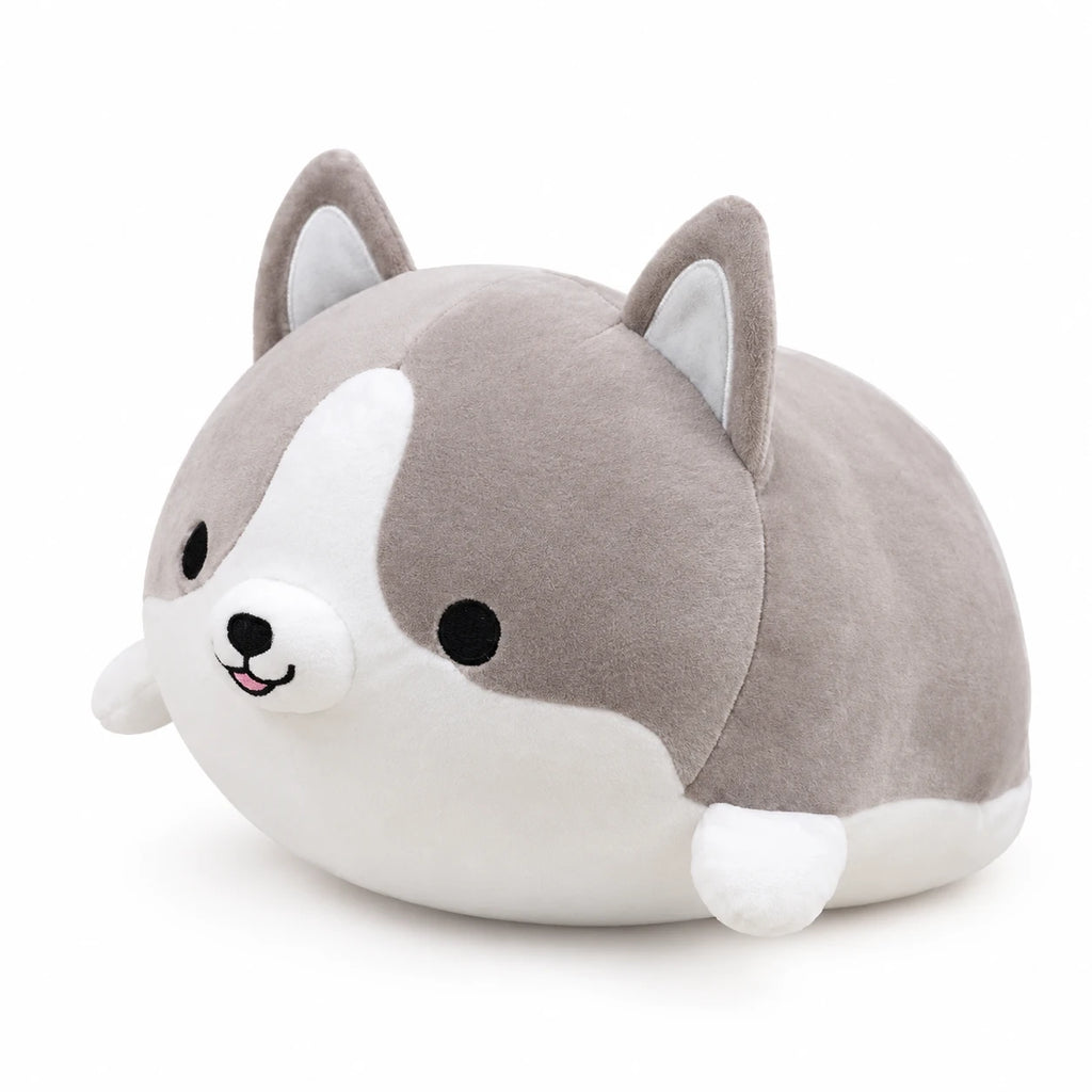 Corgi Plush with Soft Body and Embroidered Details - Grey / 11in / 30cm … (3 tailles)