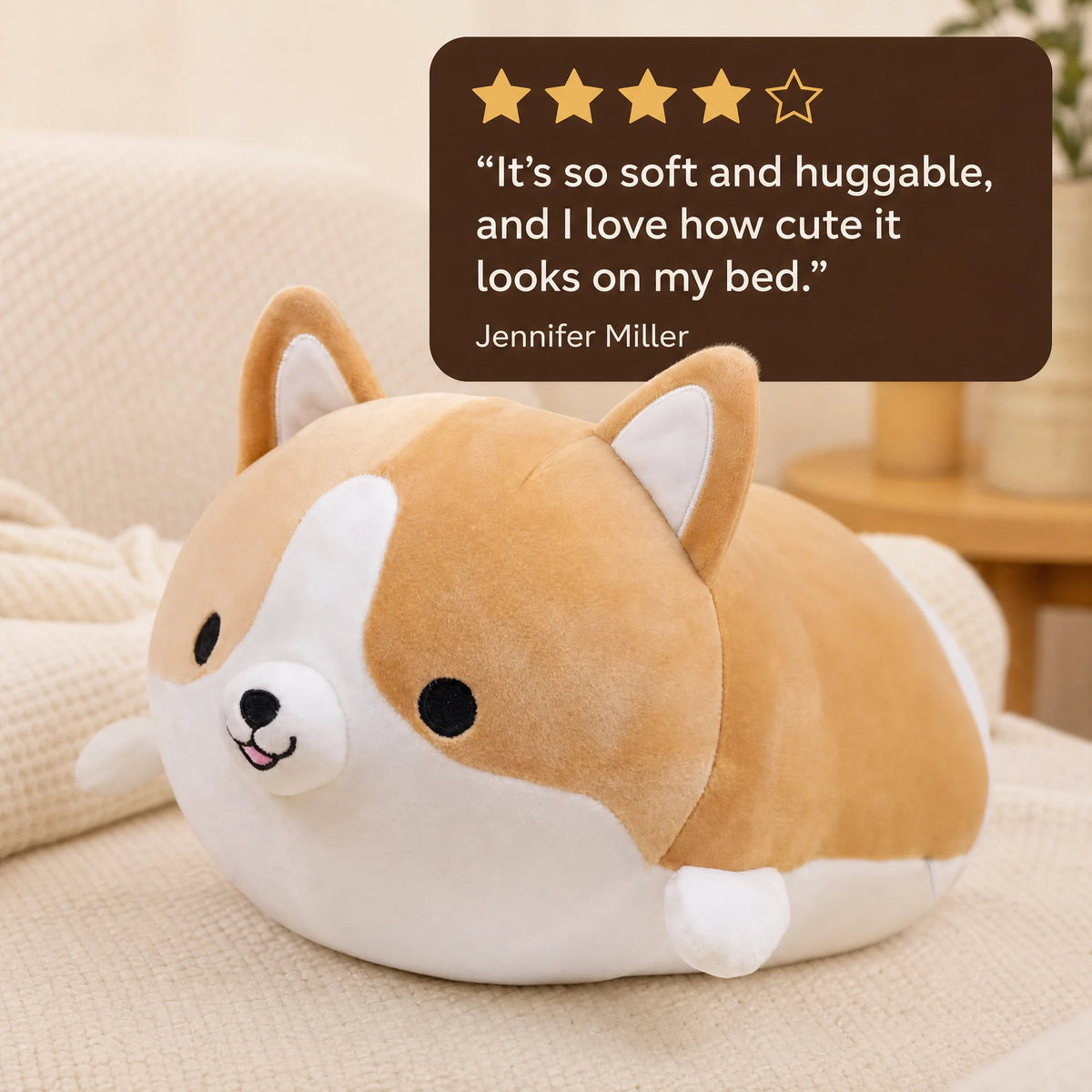 Corgi Plush with Soft Body and Embroidered Details - Image témoignage