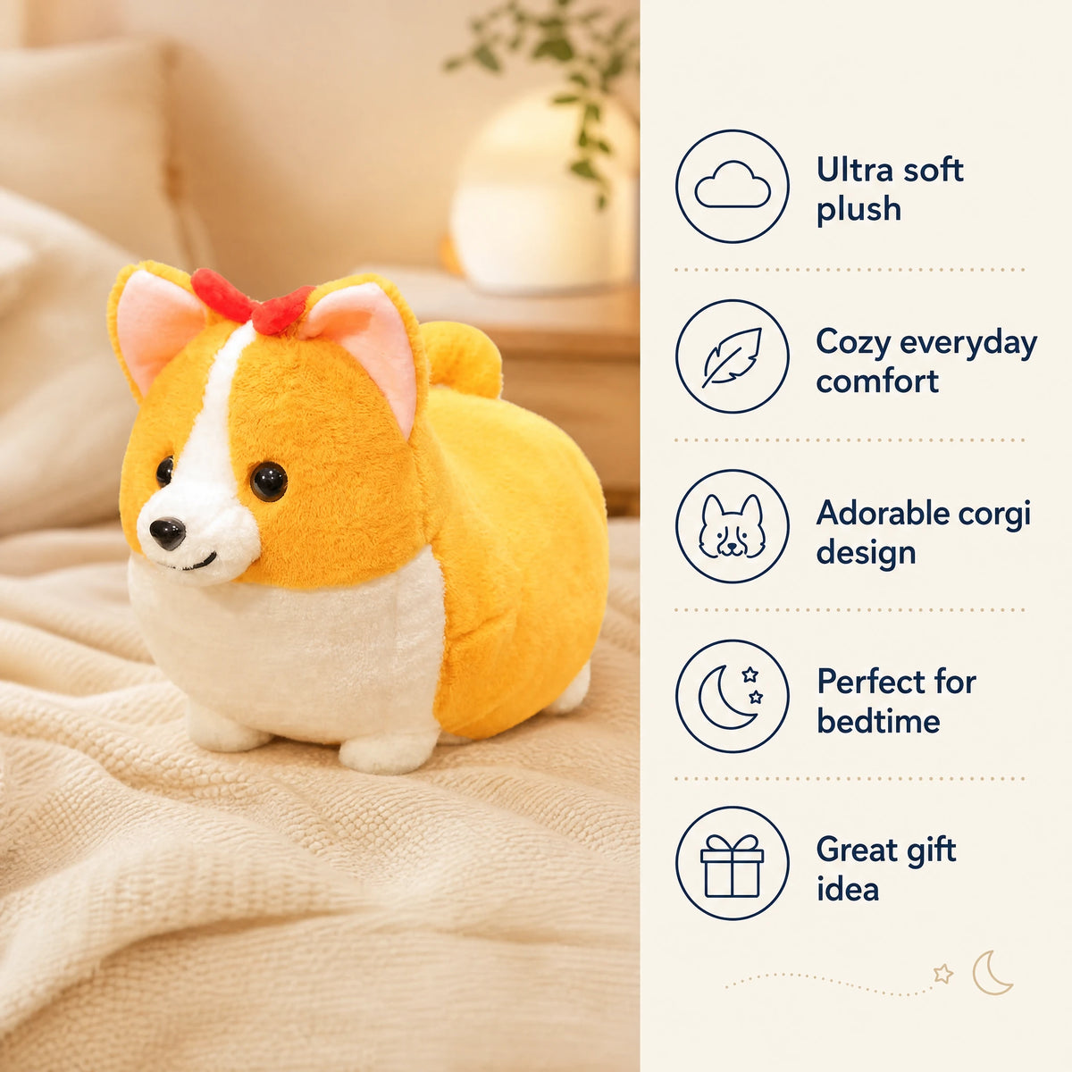 Corgi Stuffed Animal with Plump Round Body - Bénéfices produit