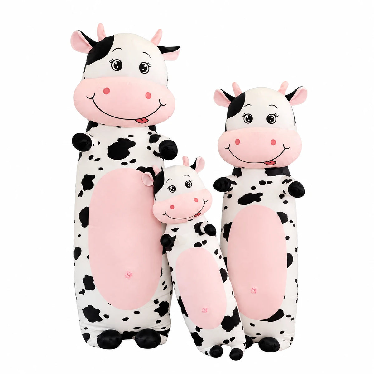 Cow Plush Toy with Black and White Spots, Giant Size - 27.5in / 70cm · 39.5in / 100cm
