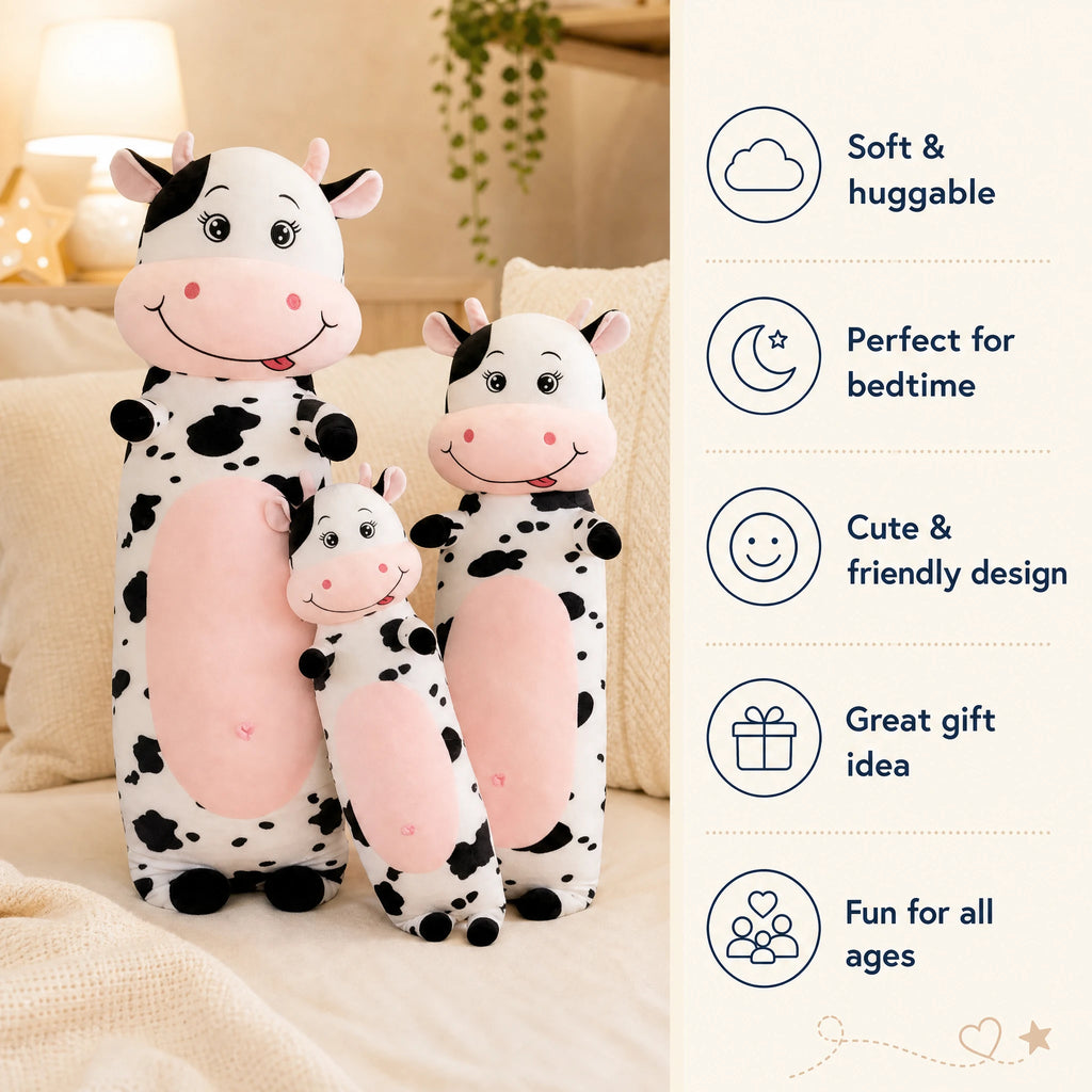 Cow Plush Toy with Black and White Spots, Giant Size - Bénéfices produit