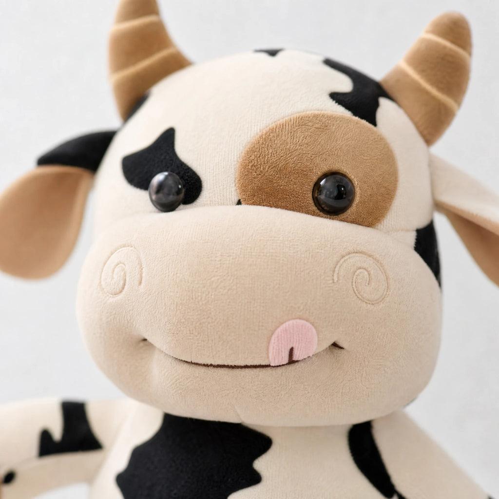Cow Plush with Black and White Spotted Pattern - Détail matière