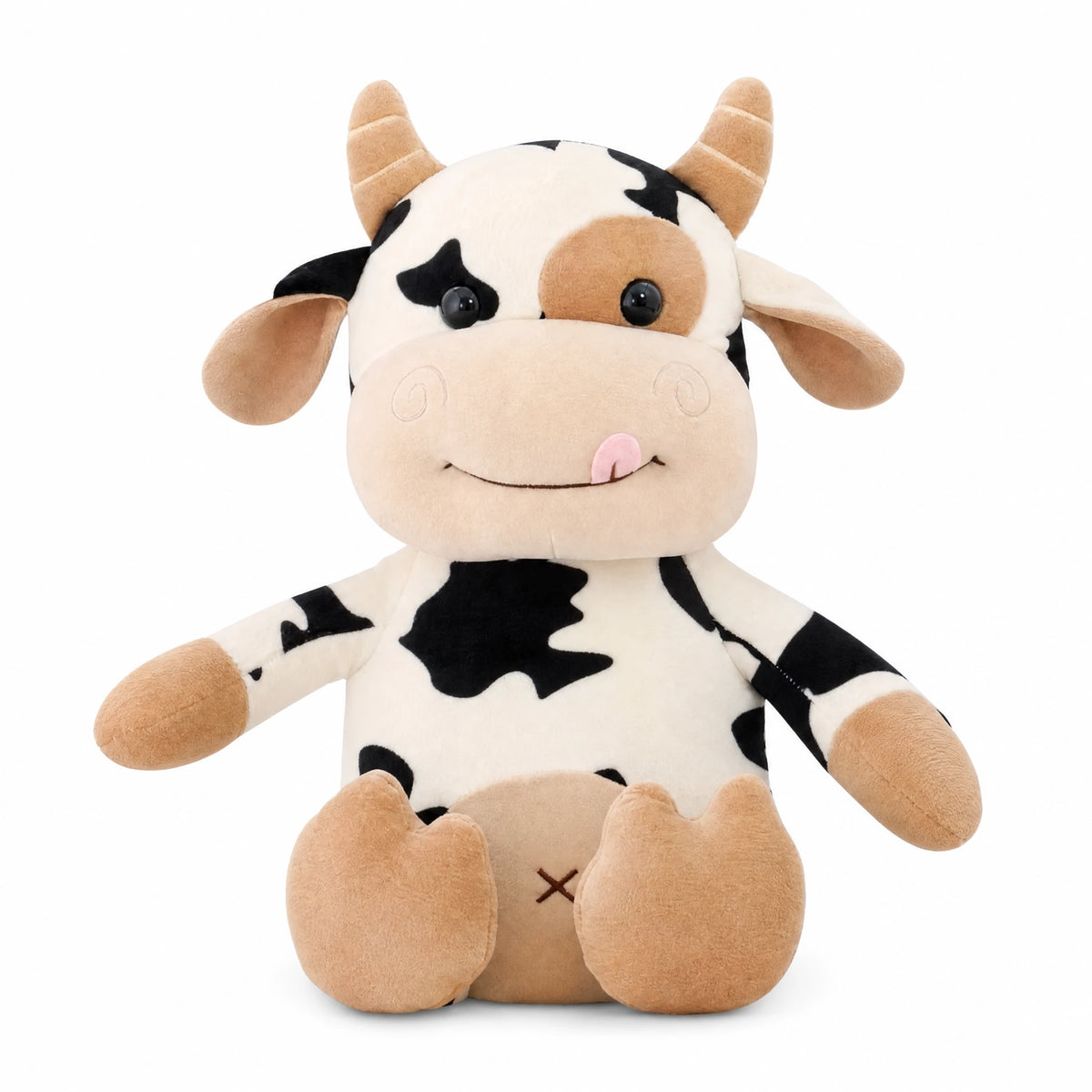 Cow Plush with Black and White Spotted Pattern - Fond blanc
