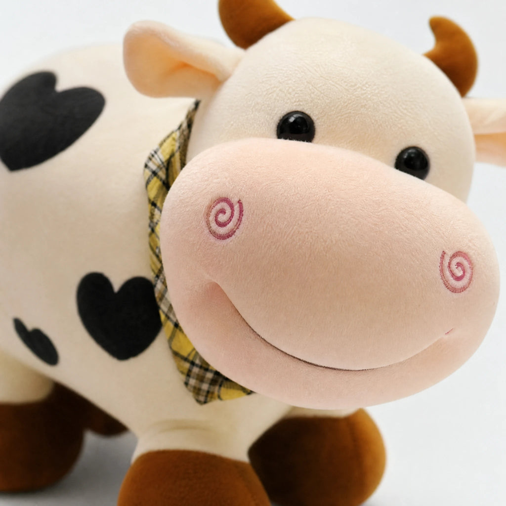 Cow Plush with Heart Pattern and Sweet Expression - Détail matière