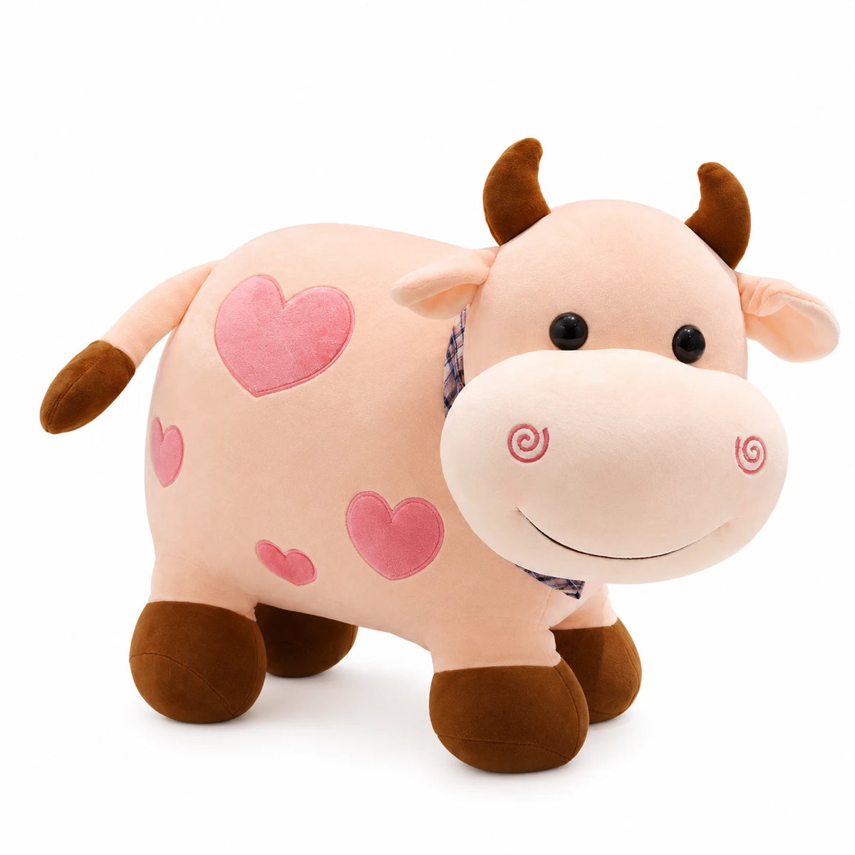 Cow Plush with Heart Pattern and Sweet Expression - Pink / 15.5in / 40cm · Pink / 10in / 25cm
