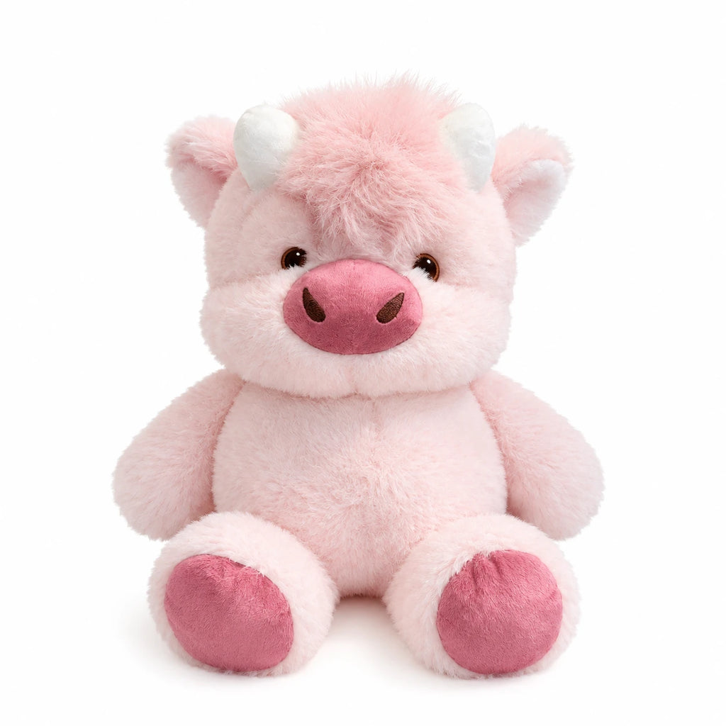 Cow Plush with Round Kawaii Design - 40cm Soft Cuddle Toy - Rosie (Pink)