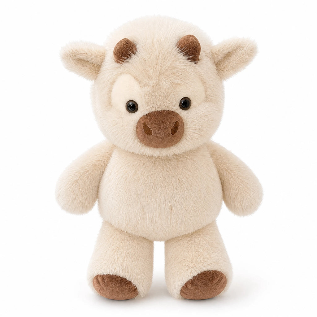 Cow Plush with Soft Huggable Body and Sweet Expression - Fond blanc