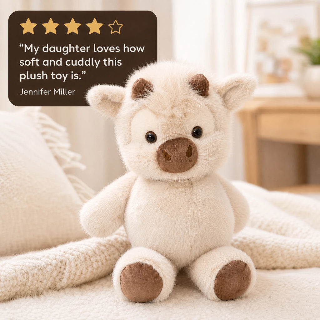 Cow Plush with Soft Huggable Body and Sweet Expression - Image témoignage
