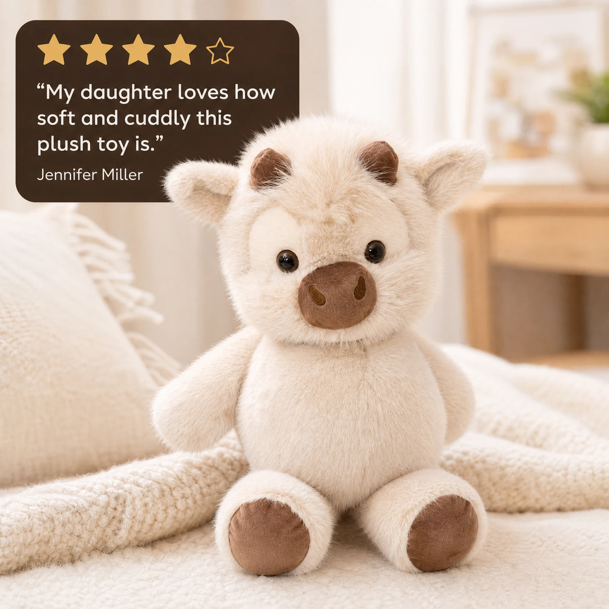 Cow Plush with Soft Huggable Body and Sweet Expression - Image témoignage
