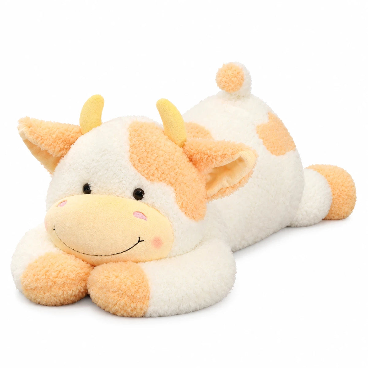 Cow Stuffed Animal with Oversized Huggable Body Design - 35.5in / 90cm / Orange · 43.5in / 110cm / Orange