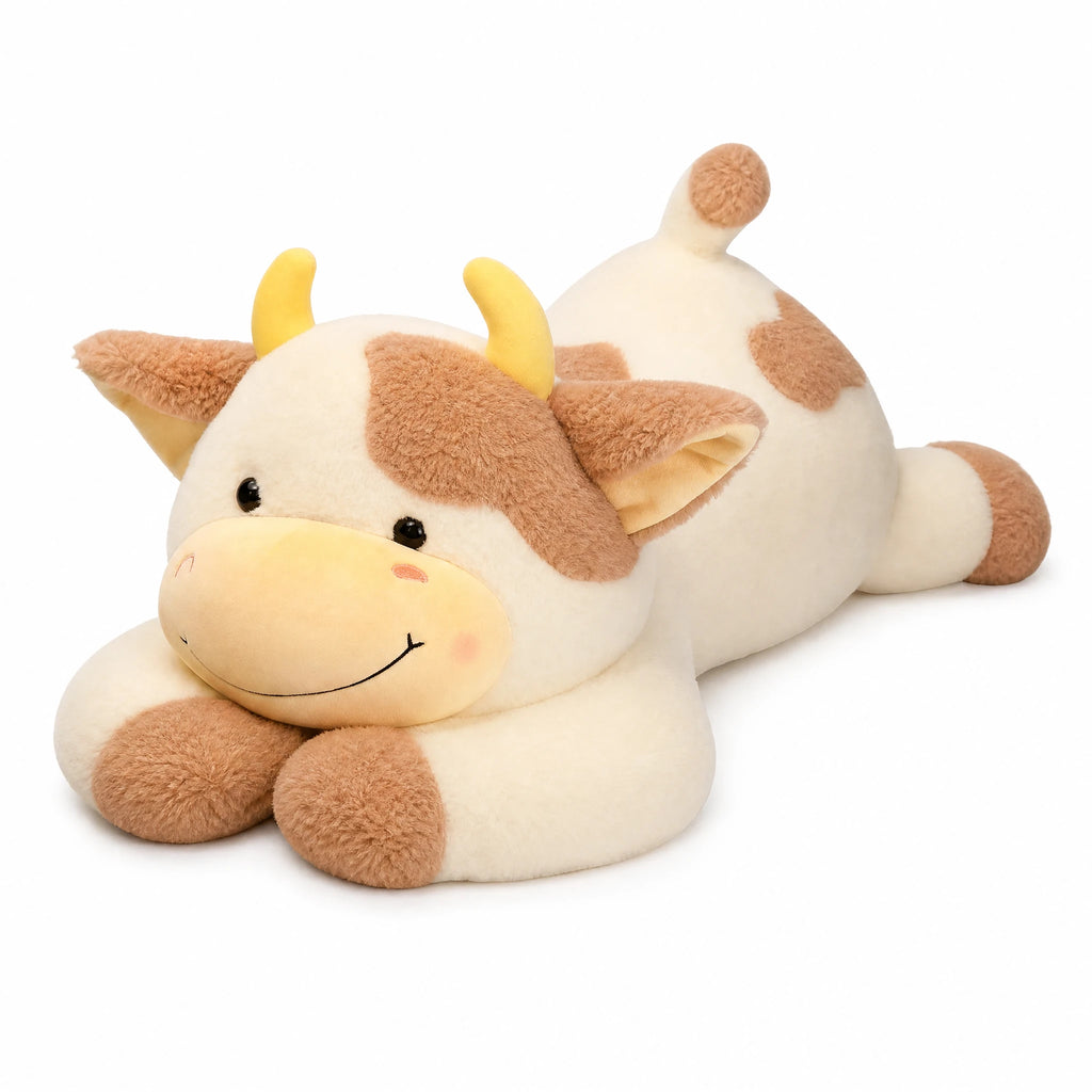 Cow Stuffed Animal with Oversized Huggable Body Design - Fond blanc