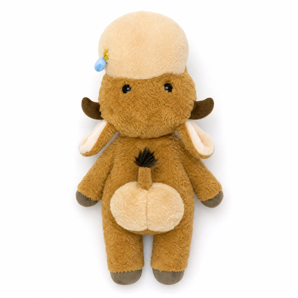 Cow Stuffed Animal with Soft Plush and Fluffy Ears - Fond blanc