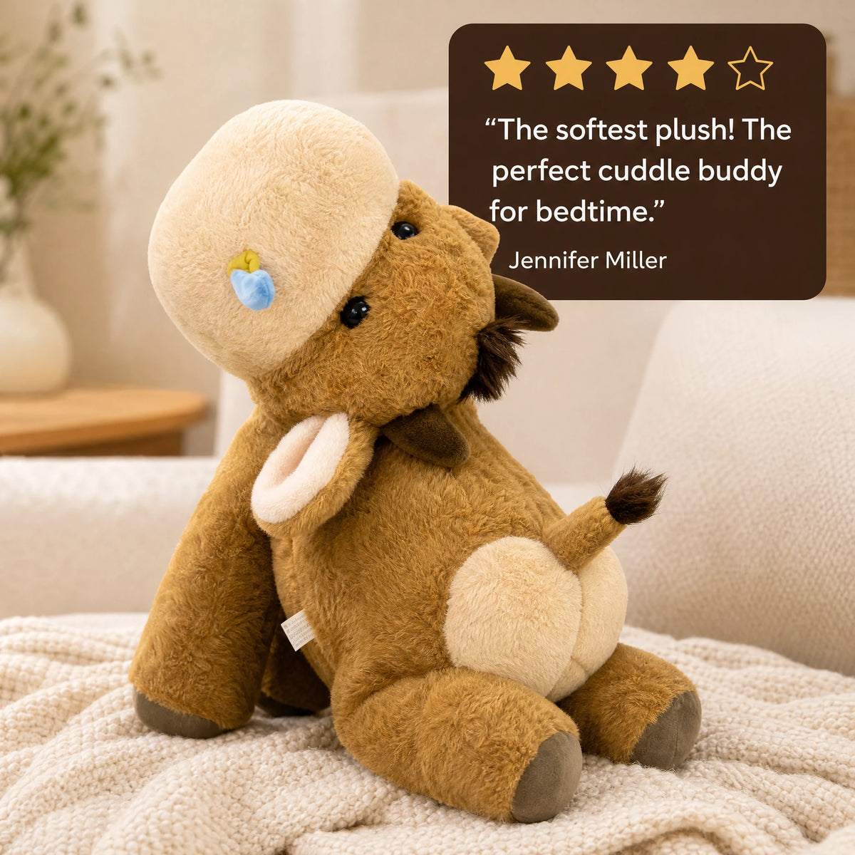 Cow Stuffed Animal with Soft Plush and Fluffy Ears - Image témoignage