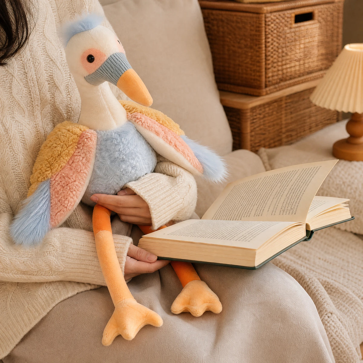 Crane Plush with Long Legs and Pastel Wings - Utilisation du produit