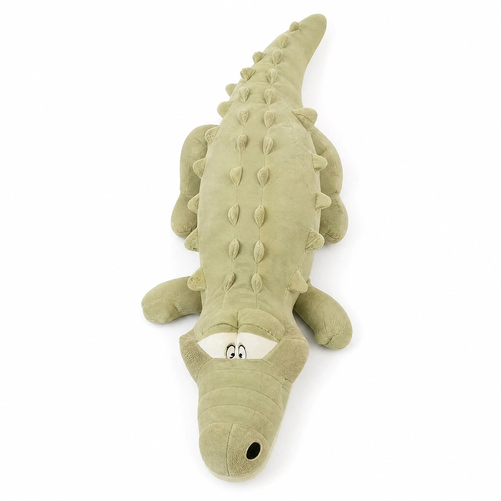 Crocodile Plush Pillow with Soft Spikes and Large Size - Fond blanc