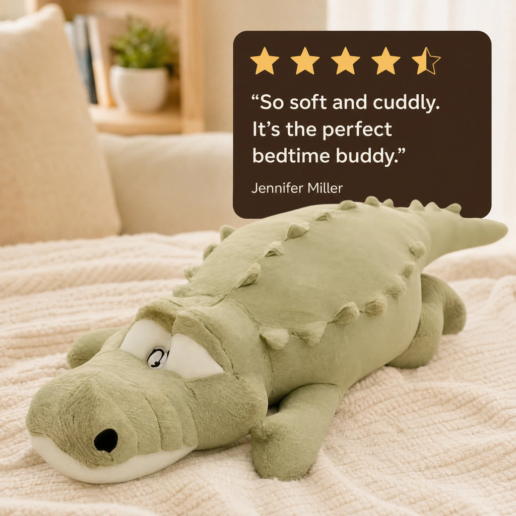 Crocodile Plush Pillow with Soft Spikes and Large Size - Image témoignage
