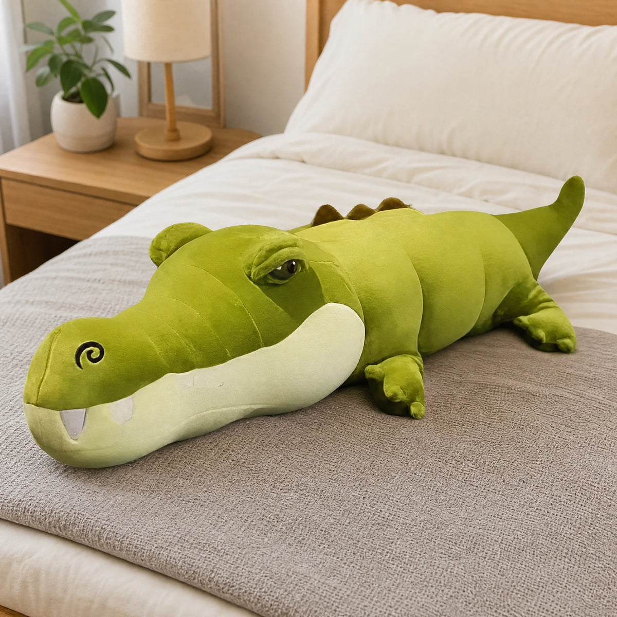 Crocodile Plush Toy in Vibrant Green with Soft Texture - Utilisation du produit