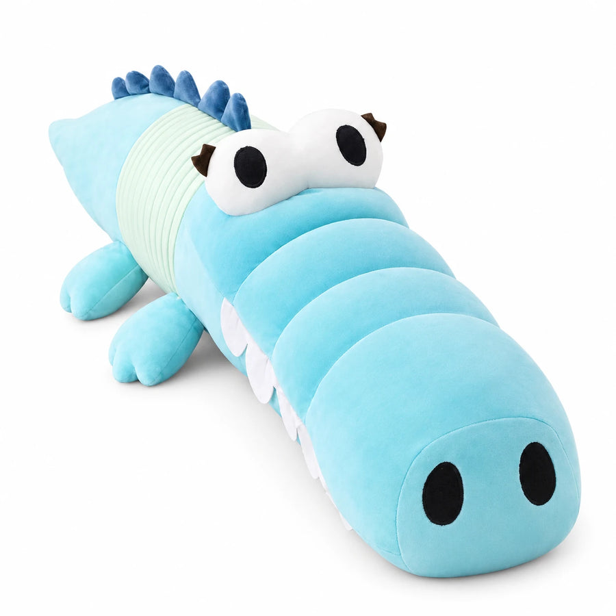 Crocodile Plush Toy with Segmented Body and Wings - Blue