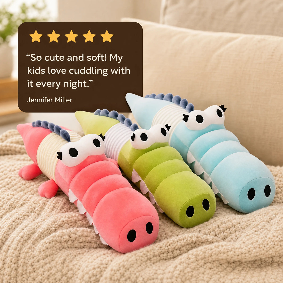 Crocodile Plush Toy with Segmented Body and Wings - Image témoignage