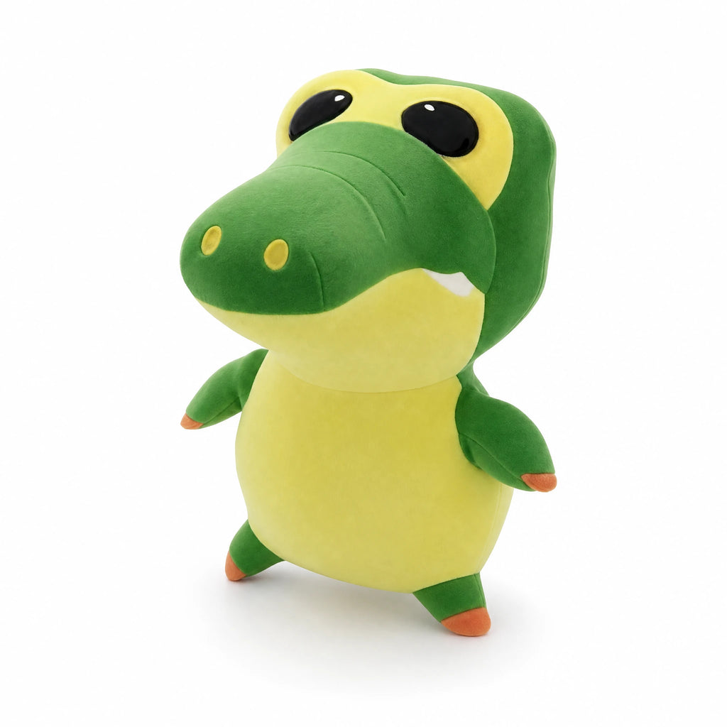 Crocodile Plush with Big Eyes and Yellow Belly - Fond blanc, autre angle