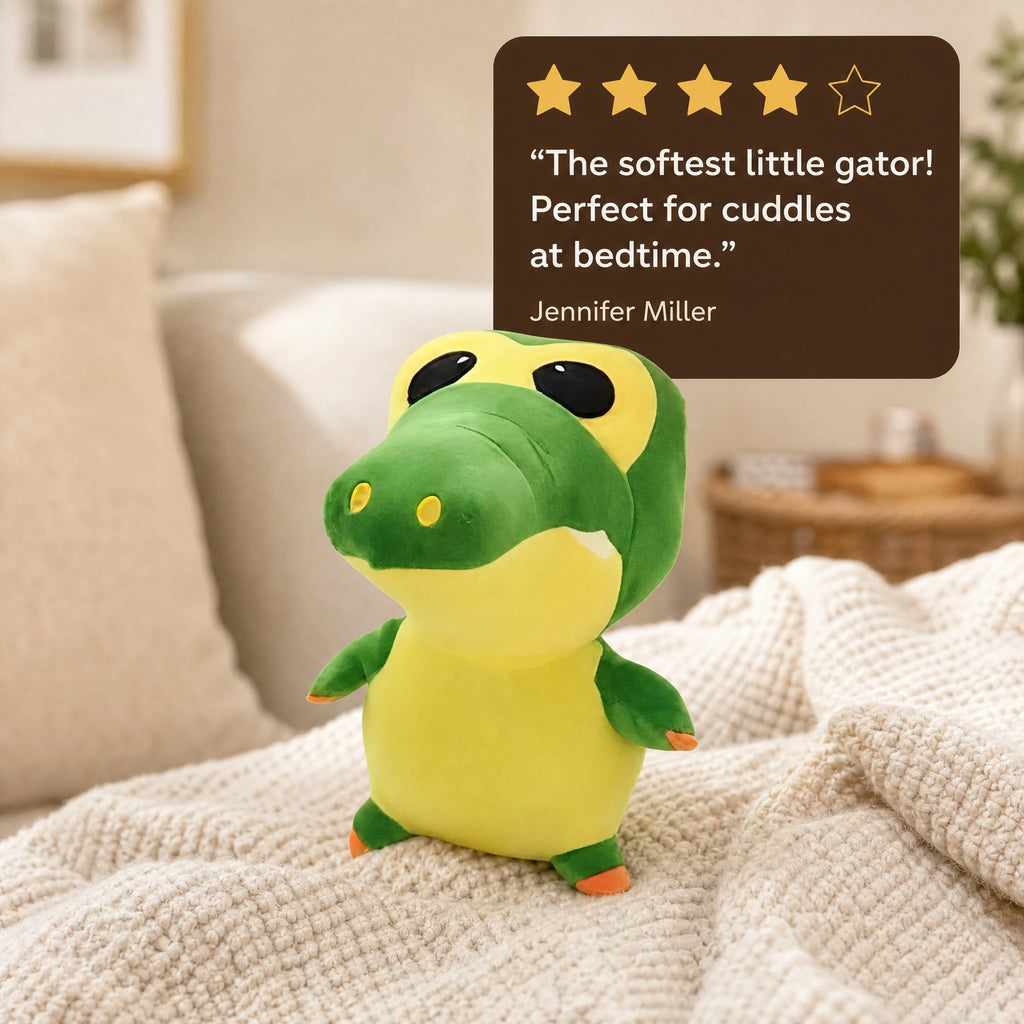 Crocodile Plush with Big Eyes and Yellow Belly - Image témoignage