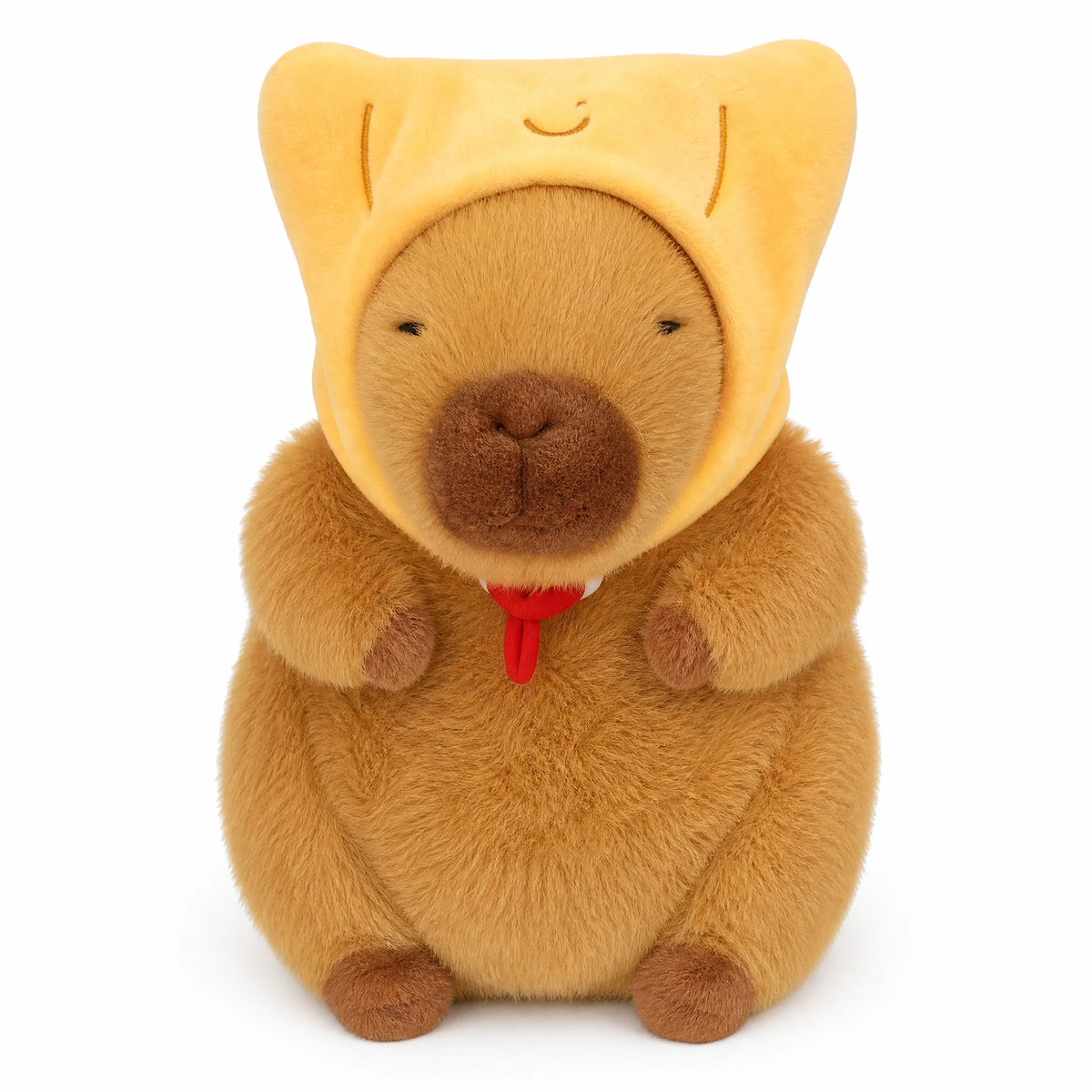 Croissant Capybara Plush with Removable Pastry Hood - Fond blanc