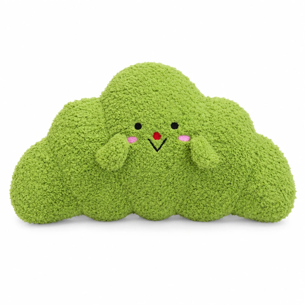 Croissant Plush with Embroidered Face and Fluffy Texture - Green