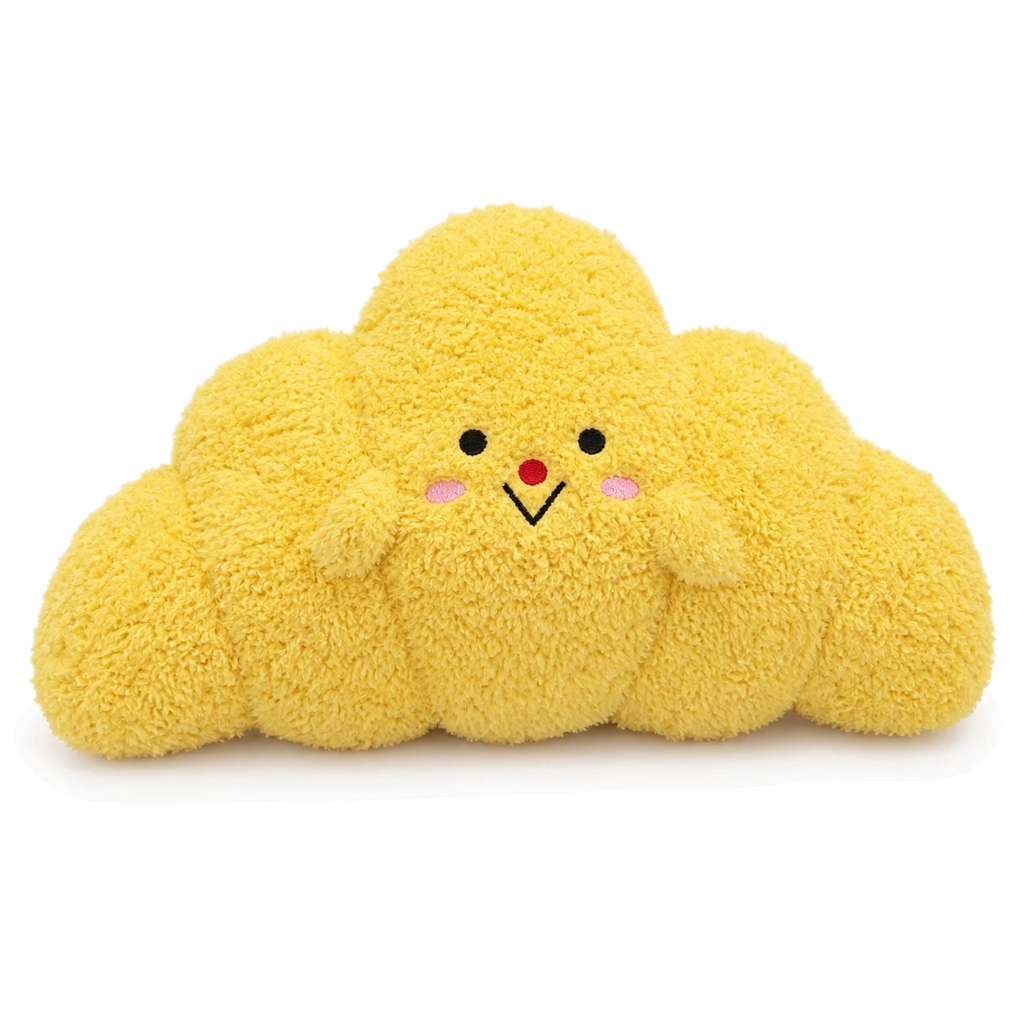 Croissant Plush with Embroidered Face and Fluffy Texture - Yellow