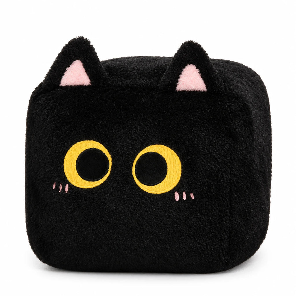 Cube Cat Plush with Soft Fluffy Fur and Big Eyes - Black / 8in / 20cm … (3 tailles)