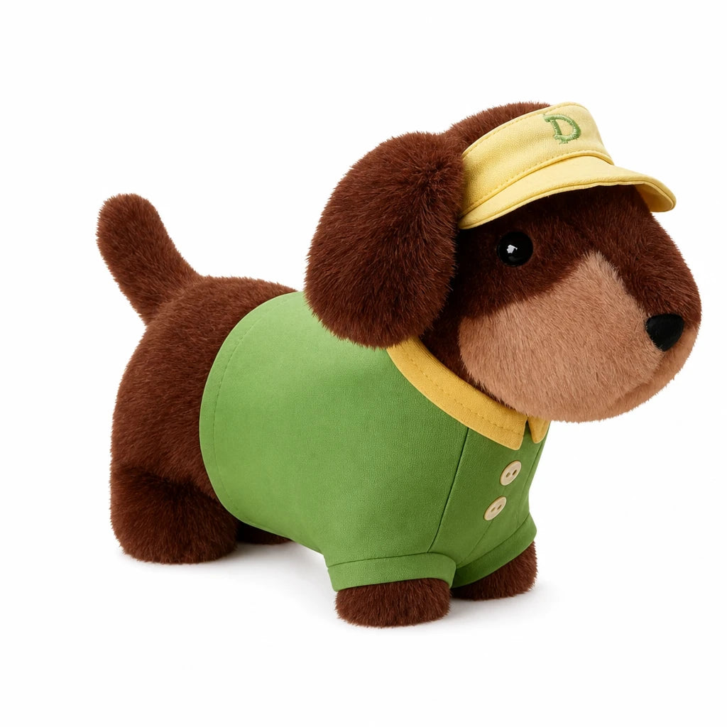 Dachshund Plush in Outfit – Dressed Sausage Dog - Green / 10in / 25cm · Green / 13in / 35cm