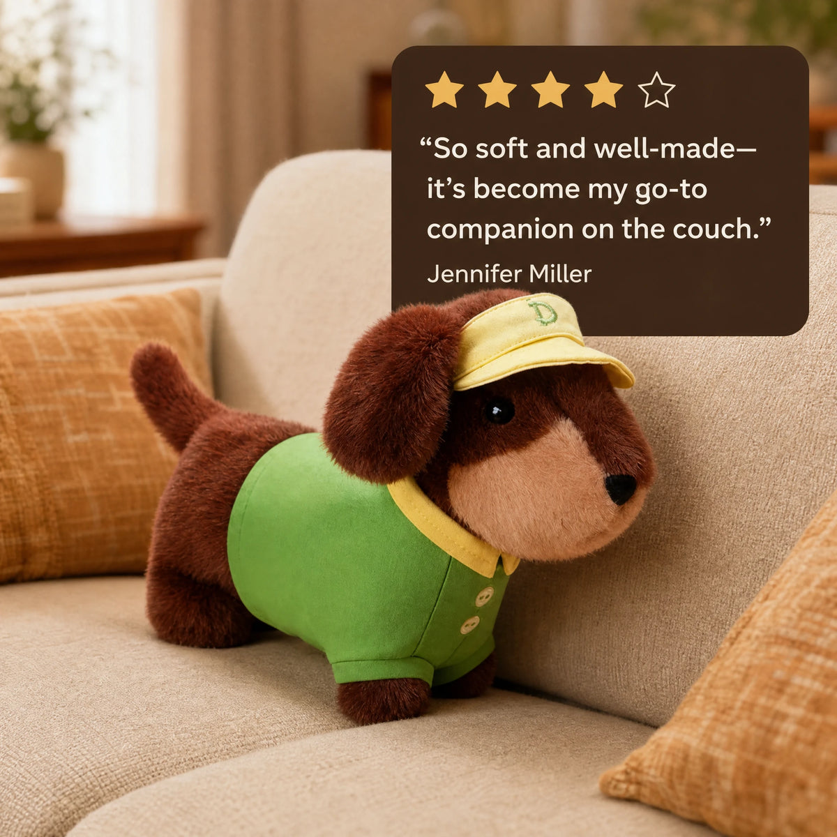 Dachshund Plush in Outfit – Dressed Sausage Dog - Image témoignage