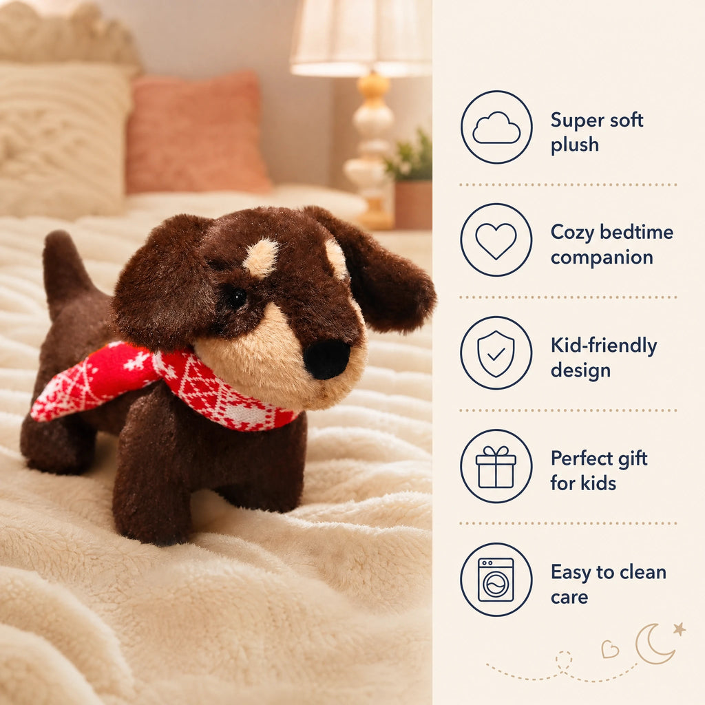 Dachshund Plush Toy with Red Bandana Scarf - Bénéfices produit